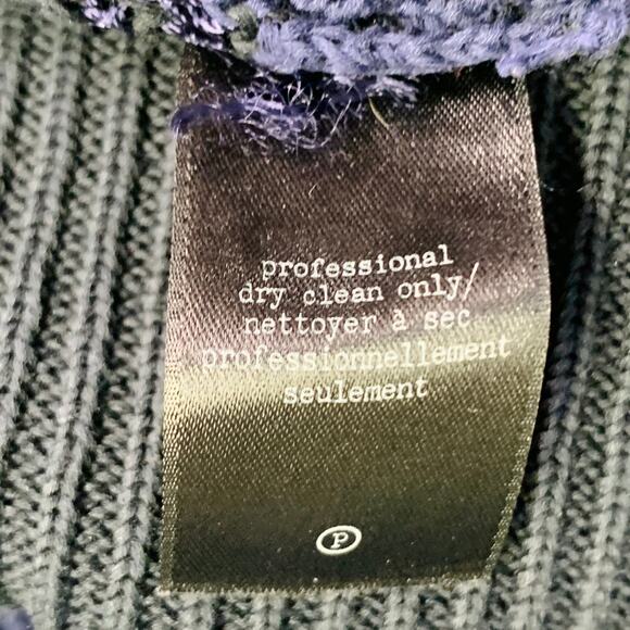 RAG & BONE Size L Navy Black Cotton Blend Textured Stripe Open Knit Pullover - Picture 12 of 12